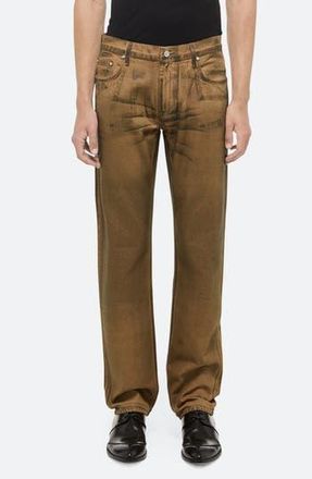 Helmut Lang Worker Organic Cotton Straight Leg Jeans in Waxed Oil Stain - 26W at Nordstrom Rack, Size 32