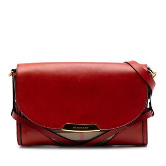 Burberry Pre-owned Burberry Leather and House Check Canvas Bridle Abbott Crossbody Ladies 4YN1XNJGYSN219VP