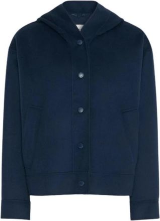 Max Mara Wkdridente Hooded Jacket - Dames - Zomerjassen - Blauw - 3XS - Wol - Jassen