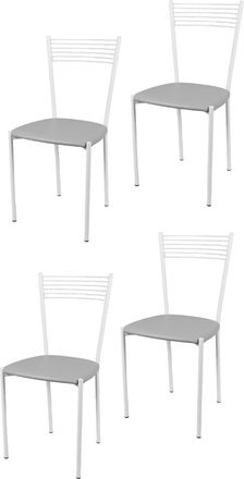 Tommychairs Tommychairs 4 Sillas Elegance Acero Blanco Asiento Polipiel Gris Claro