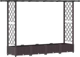 vidaXL Cama Elevada Con Trellis Y Techo Marr&oacute;n 203 X 40 X 121 Cm Pp Vidaxl