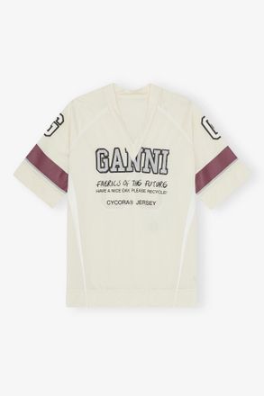 Ganni Ivory League Oversized T-shirt - Size XXS/XS White
