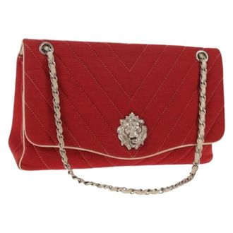 Chanel Pre-owned Vintage Schoudertas - Dames - Pre-owned - Rood - Maat: ONE Size Katoen