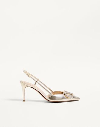Valentino Garavani Vlogo Glow Laminated Nappa Slingback Pump 80 Mm / 3.15 In. Wo