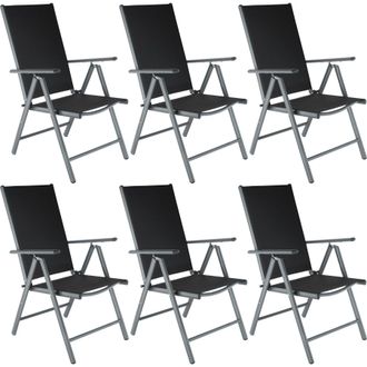 TecTake Folding garden chairs with adjustable backrests, mesh fabric in Black | Size: 6 Person