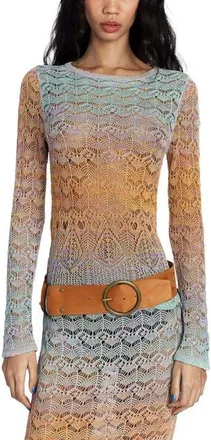 Anna Sui Ombre Space Dye Crochet Top- Sunset at Nordstrom, Size Medium