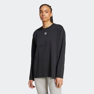 adidas Langarmshirt ADIDAS ORIGINALS ESSENTIALS LONGSLEEVE, Damen, Gr. XXL, schwarz, Obermaterial: 100% Baumwolle, Rundhals, Shirts Langarmshirt, lockerer Sc