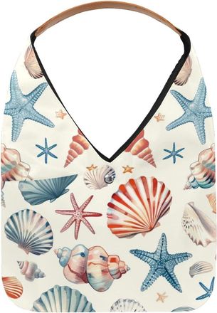 Generic Shell Pattern Reusable Lightweight Grocery Bags - Foldable Into Compact Pouch, Washable & Sturdy, Multipurpose for Shopping and Travel