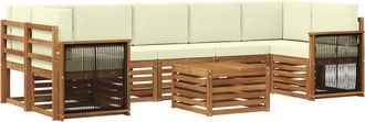 vidaXL Conjunto De Sof&aacute;s De Exterior 8 Uds. Natural Y Crema Vidaxl
