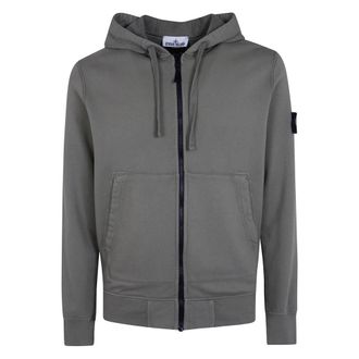 Stone Island Zip Hoodie - Heren - Vesten met rits - Groen - 2XL - Katoen - Hoodies & sweatvesten