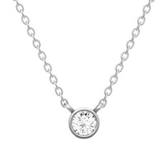 Diamond2Deal 14K White Gold 0.75 Ct Lab Grown Round Shape Diamond Solitaire Pendant Necklace