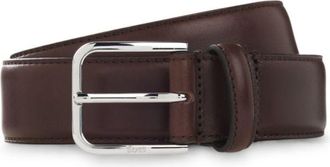 BOSS Leather business belt with polished silver buckle