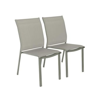 Sweeek Silla de jard&iacute;n apilable de aluminio y textilene, set de 2, verde kaki