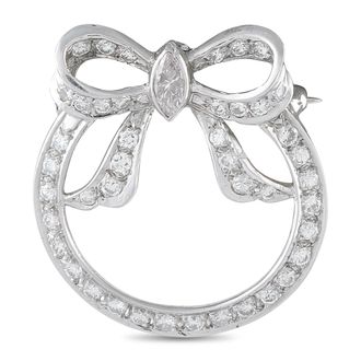 Luxury Bazaar Platinum 1.20ct Diamond Circular Bow Brooch MF15-070826