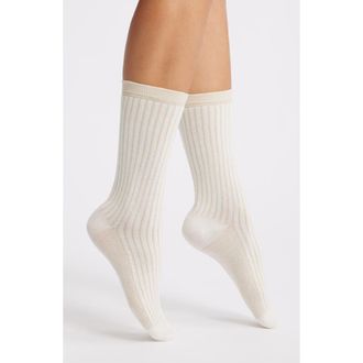 Nordstrom Sparkle Stripe Crew Socks in Ivory Sweet at Nordstrom Rack, Size 9/11