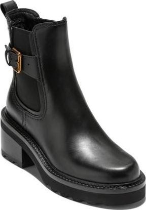 Cole Haan Shibley Waterproof Lug Bootie in Black Leather at Nordstrom Rack, Size 9.5