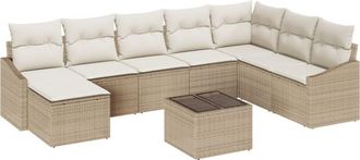 vidaXL Garden Sofa Set 9 pcs Beige Poly rattan Vidaxl