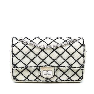 Chanel Tweedehands Heruitgave 2.55 Gequiltete Pailletten Netwerk Dubbele Flap 225