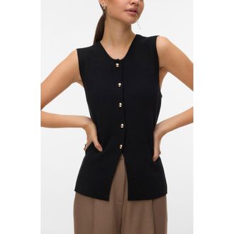 Vero Moda Saba Button Front Sweater Vest in Black at Nordstrom Rack, Size X-Small