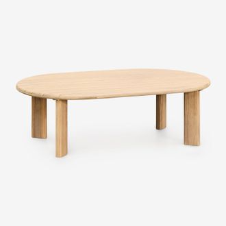 Sklum Sklum - Mesa De Centro Para Jard&iacute;n Ovalada 100x60 Cm En Madera De Acacia Leilan
