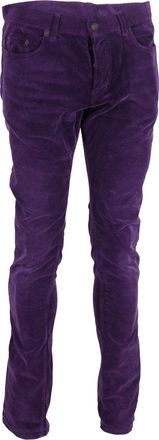 Saint Laurent Saint Laurent Slim-Fit Corduroy Broek in Paarse Katoen