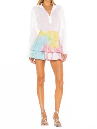 LoveShackFancy Landen Mini Skirt In Rainbow Radial Tie Dye