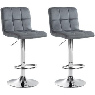 Clp Clp - Set De 2 Taburetes De Bar Peru En Terciopelo Gris Oscuro Cromado