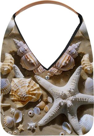 Generic Beach Starfish Seashell (3) Reusable Lightweight Grocery Bags - Foldable Into Compact Pouch, Washable & Sturdy, Multipurpose for Shopping and Travel