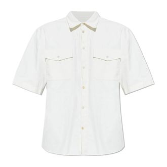Dsquared2 Linnen Shirt met Korte Mouwen - Heren - Korte mouwen Overhemden - Wit - 3XL - Linnen - Overhemden