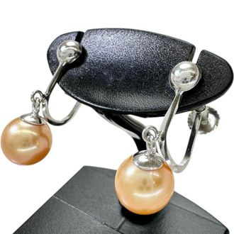Tasaki Au750 White Gold Dyed Pearl Earrings