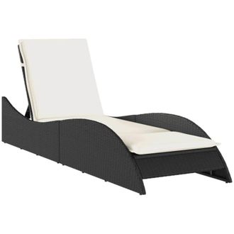 vidaXL Vidaxl - Tumbona Con Coj&iacute;n Rat&aacute;n Sint&eacute;tico Negro 60x205x73 Cm