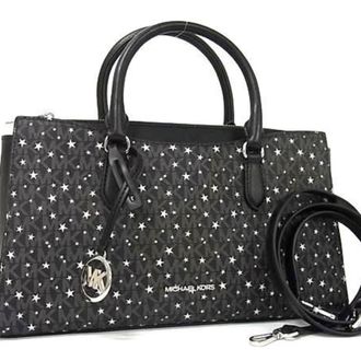 Michael Kors Black White Pvc Leather Handbag Shoulder Bag Tote Bag (Pre-Owned)