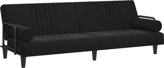 vidaXL Sof&aacute; Cama Con Reposabrazos Terciopelo Negro Vidaxl