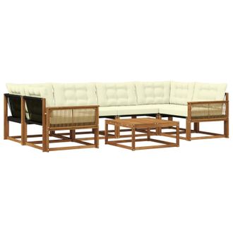 vidaXL Conjunto De Sof&aacute;s De Exterior Con Coj&iacute;n 7 Pcs Natural Y Crema Vidaxl