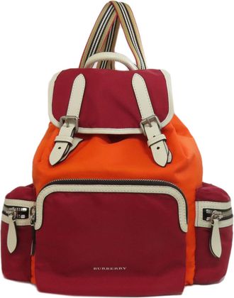 Burberry Orange Red Color Nylon Backpack (Pre-Owned)