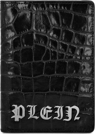 Philipp Plein Gothic Plein crocodile-embossed passport cover - men - Calf Leather - One Size - Black