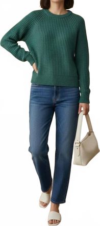 White + Warren Cashmere Marled Crewneck Sweater In Green Marl