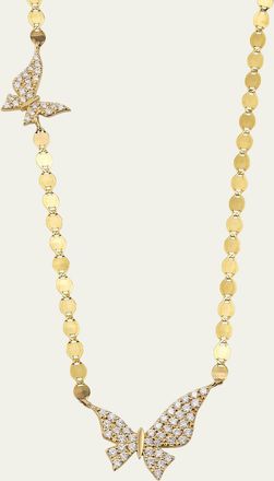 Lana Jewelry 14K Yellow Gold Flawless Double Butterfly Necklace with Diamonds