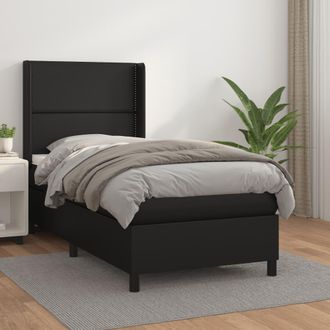 vidaXL Vidaxl - Cama Box Spring Con Colch&oacute;n Cuero Sint&eacute;tico Negro 90x190 Cm