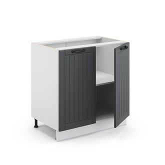 Vicco Armario Bajo Para Fregadero Fame-line, Antracita Casa De Campo, 80 Cm Con Estante, Et Roble Vicco