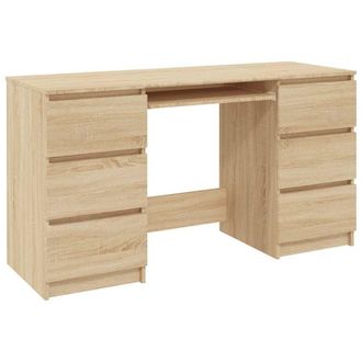 Berkfield Home Writing Desk Sonoma Oak 140x50x77 cm Engineered Wood in Light Oak | Size: 140 x 50 x 77 cm
