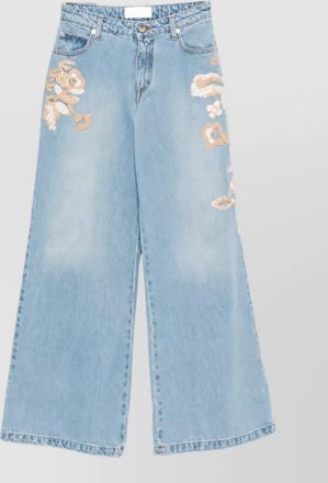 Ermanno Scervino embroidered wide-leg denim jeans