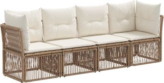vidaXL Conjunto De Sof&aacute;s De Jard&iacute;n 4 Uds. Beige Rat&aacute;n Sint&eacute;tico Vidaxl