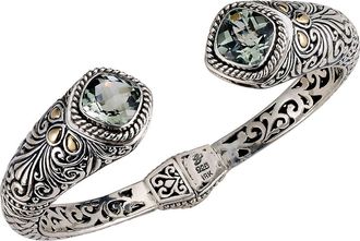 Samuel B. 18K Gold & Sterling Silver Bangle in Green at Nordstrom Rack