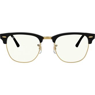 Ray-Ban 49mm Clubmaster Blue Light Blocking Everglasses in Black at Nordstrom