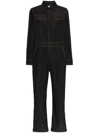 Ganni contrast stitch utility jumpsuit - Black