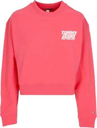Tommy Hilfiger Bubble Crop Crewneck Sweatshirt - Dames - Sweatshirts - Roze - M - Katoen - Hoodies & sweatvesten