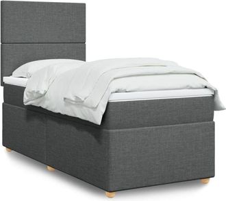 vidaXL Vidaxl - Cama Box Spring Con Colch&oacute;n Tela Gris Oscuro 100x200 Cm