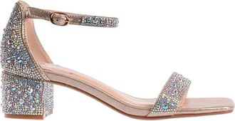 Lady Couture Womens Lady Couture Dazzle Sandals Gold Rhinestone Block Heel ZAP2015