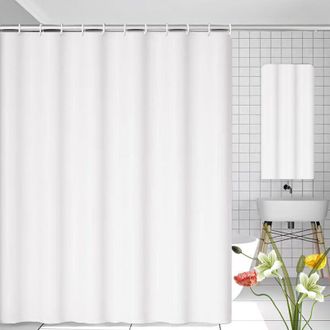 OEM Cortina De Ducha Antimoho, 180 X 200 Cm, Blanca, Con 12 Ganchos, No Requiere Taladrar, Tejido Peva Impermeable, Lavable A M&aacute;quina - Crezuo